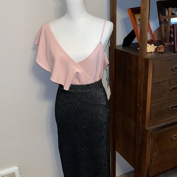 Nordstrom Halogen Black Side Slit Metallic Knit - Picture 3 of 7